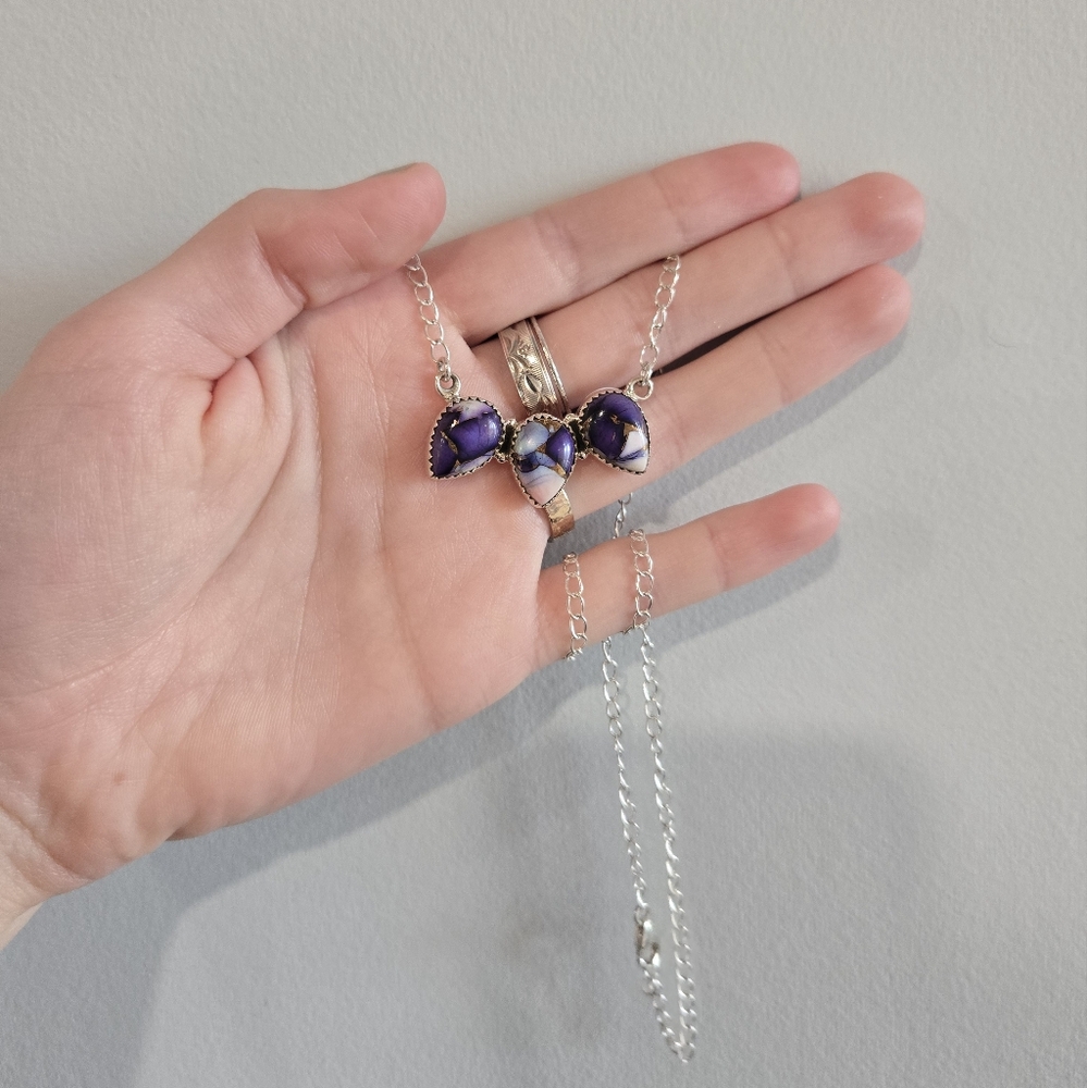 Purple Dahlia Turquoise Sterling Necklace